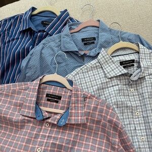 BUGATCHI Men’s Button Down Flip Cuff Shirt (BUNDLE OF 4)Size XXL